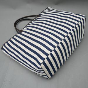 Custom Striped Nylon Tote Bag Canvas Shopper with PU <b>Handles</b> OEM <b>Handbag</b> OEM ODM for Stylish Wholesale Customization Service - Product Image 3