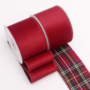 Kant-en-klare overlock-geweven fluwelen Schotse DIY strikkenmaak lint voor kerstcadeaus, bloemige accenten, huisdecoratie, feestelijk - Product Image 4