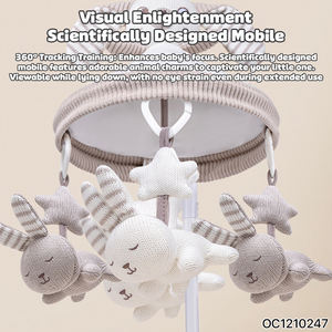 Produits sensoriels uniques, mobile de berceau en tissu de coton pour bébé lapin, jouets suspendus pour bébé nouveau-né avec musique pour le sommeil - Product Image 3