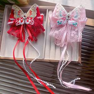 Fermagli per Capelli Lolita con Fiocco per Ragazze, Accessorio per Capelli con Nappa e Perle, Fermaglio Tradizionale Intrecciato con Perle per Hanfu - Product Image 4