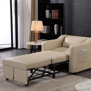 Hospital Companion <b>Bed</b> Genuine <b>Leather</b> Recliner With Wheels <b>Storage</b> Pocket For Adults And Elderly - Product Image 2