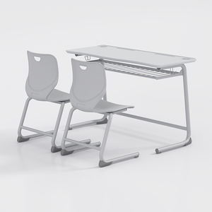 Vente en gros d'usine, table pour étudiants universitaires, mobilier scolaire, pupitre double avec deux chaises pour salle de classe - Product Image 1