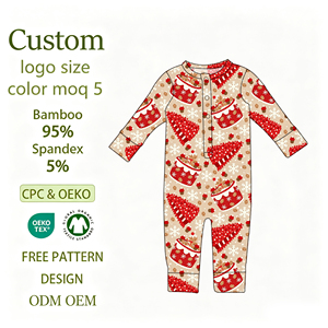 Meilleures ventes Combinaisons pour tout-petits garçons Noël Imprimé pain d'épices Fibre de bambou Doux pour la peau Combinaison à manches longues - Product Image 1