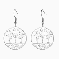 Boucles d'oreilles pendantes Ballerine Cercle Creux Danseuse pour Femme, Silhouette de Filles Dansantes, Bijoux de Mode Ballet, Cadeau