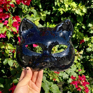 Masque de chat disco, costume mignon, masque de fête réfléchissant, masque miroir à paillettes, boule disco, Halloween, <span class=keywords><strong>carnaval</strong></span> - Product Image 6