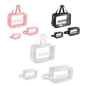 Bolsa de Aseo Transparente de PVC de Tres Piezas, Impermeable, para Playa, Viaje, Almacenamiento de Artículos de Aseo, Bolsa de Maquillaje Minimalista - Product Image 2