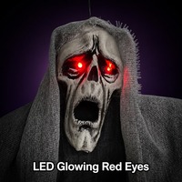 Décoration de squelette ailé d'Halloween SIPKLR 120 cm avec yeux LED lumineux pour extérieur, intérieur, porche, cour, fête
