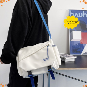 Sac bandoulière homme tendance, style workwear inspiré d'<span class=keywords><strong>Instagram</strong></span>, décontracté japonais, grande capacité, sac messager audacieux - Product Image 4