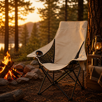 Chaise de camping portable à dossier haut, pliable, avec panneaux en maille respirante, porte-gobelet, chaise d'extérieur légère pour jardin et pique-nique