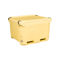 Grande glacière de couleur jaune 660L pour le stockage d'aliments froids Conteneur de poisson isolé pour fruits de mer