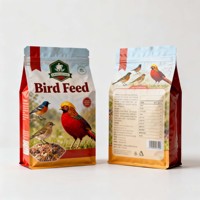 Sachets à fond plat personnalisés imprimés de qualité alimentaire à haute barrière pour friandises pour animaux de compagnie, emballage anti-humidité pour sachets de graines pour oiseaux