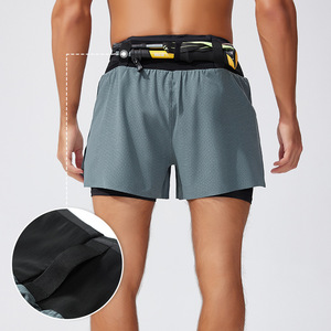 Li Jialan Men's Trail Running Shorts Double <b>Layer</b> Quick Dry <b>Mid</b> Waist Outdoor Hiking Fitness Basketball Shorts Summer Marathon - Product Image 2