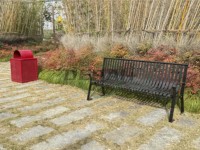 Banc public en acier robuste pour extérieur, idéal pour parcs, jardins et patios