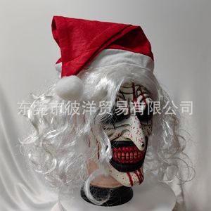 Máscara de Payaso con Temática Navideña y Gorro de Santa, Accesorio para Cosplay de Terror, Material de Emulsión, Estilo Divertido - Product Image 4
