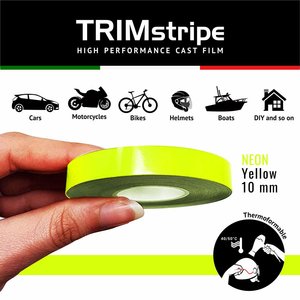 Strisce adesive per auto, giallo fluorescente, 10mm X 10m - Product Image 1