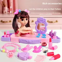 Ensemble de jeu de maquillage et de déguisement pour filles de 4 à 6 ans, avec coiffeuse de princesse en plastique de marque HDX, lumières simulées, pour le jeu d'imitation transfrontalier