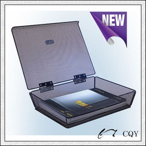 Metal <b>File</b> Rack 34x26.5x8.5 Cm Single Layer Black Office <b>Storage</b> Box With Cover For Document Organization - Product Image 5