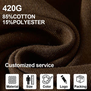 Vente en Gros 420GSM Logo Personnalisé Sweats à Capuche pour Hommes Pull à Capuche Couleur Unie Sweat à Capuche en Polyester et Coton Éponge Française pour Hommes - Product Image 5