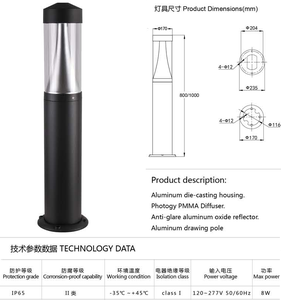 Lampadaire LED extérieur noir/gris, lampadaire LED pour jardin - Product Image 4