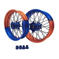 Ensemble de roues Supermoto KYZ de 17 pouces, moyeux CNC bicolores, jantes à rayons en aluminium 7075-T6, motocross, dirt bike 125-530cc pour KTM Husqvarna