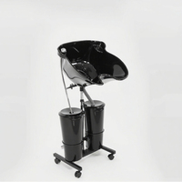 Fauteuil de lavage pour salon de beauté avec support en acier inoxydable, siège en cuir PU, double réservoir d'eau, conception mobile et puissante