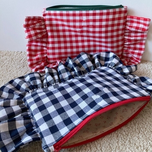 Astuccio per Trucchi in Cotone Fatto a Mano con Logo Personalizzato, Chiusura a Cerniera Trapuntata, Design Arricciato, Nuovo Motivo a Filo, Beauty Case/Custodia Cosmetica - Product Image 1