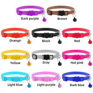 Fabricante al por mayor logotipo personalizado 100% nailon puro gato Breakaway seguridad mascota <span class=keywords><strong>Collar</strong></span> lujo Simple nailon sólido Material campana etiqueta - Product Image 5