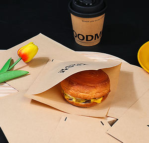 Emballage à emporter en papier kraft écologique avec logo personnalisé pour hamburgers, frites, sacs en papier pour en-cas anti-graisse, emballage alimentaire - Product Image 4