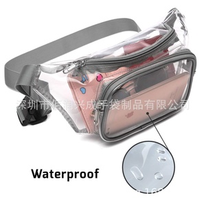 Sac banane de sport transparent en PVC imperméable pour femme, idéal pour la randonnée et le cyclisme, avec fermetures éclair étanches - Product Image 1