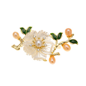Muyu Flower Brooch Zinc Alloy Freshwater Pearl Women's Party Accessory - Product Image 5