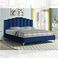 Ensemble de meubles de chambre à coucher de style italien en velours vert King Size Lit réglable King Size Lit avec matelas à ressorts