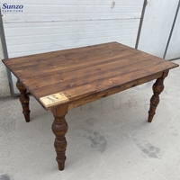 Ensemble de table à manger rectangulaire moderne de luxe, assemblé, en pin massif, design rustique antique, pour ferme et événements hôteliers