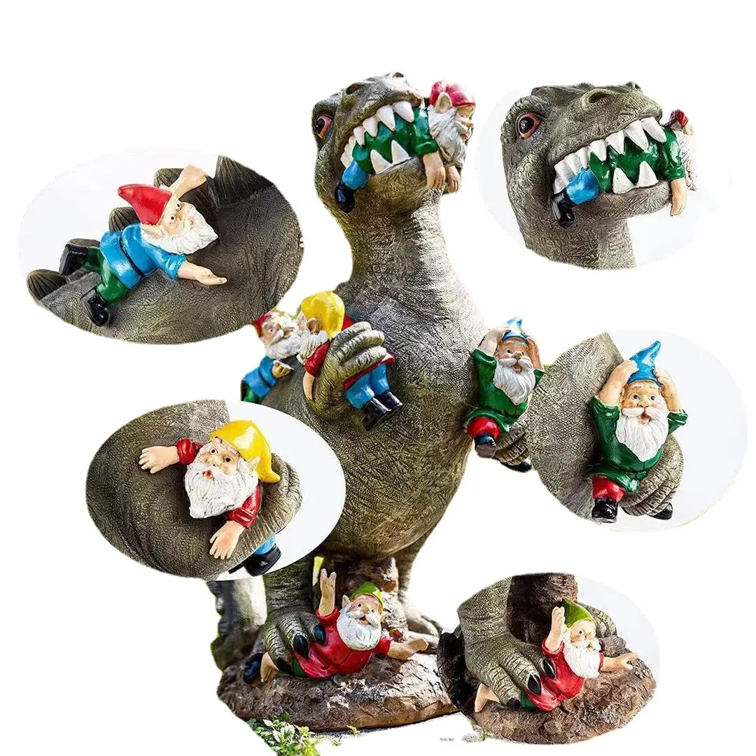 Dinosaur Statue Outdoor Garden Playground Ornaments Mini Resin Animal Art Figurine Desktop Decor