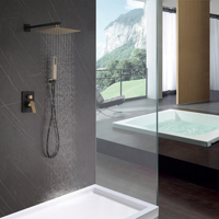 Ensemble de robinetterie de douche murale en laiton de luxe moderne avec pommeau de douche effet pluie pour salle de bain d'appartement/hôtel