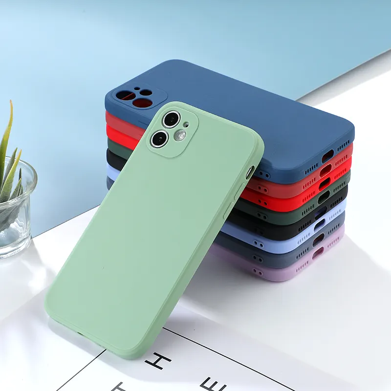 Luxury Straight Edge Phone Case on For iPhone 11 12 Mini Pro XS MAX X XR 7 8 Plus 12Pro Candy Color Soft TPU Cover Coque