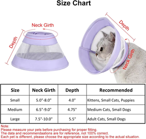 NiBao Elizabethan ayarlanabilir yumuşak kedi koni yalama durdurmak ve yara tırmalamak kedi köpek tasması - Product Image 5