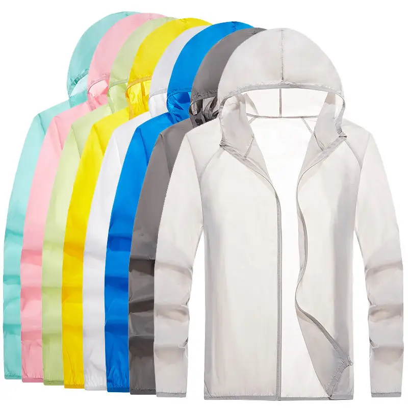 Wholesale Unisex Summer Outdoor Jacket Lightweight Solid Color Camping Hiking Windbreaker