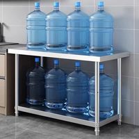 Plan de travail en acier inoxydable à 3 ou 2 étagères pour restaurants, table de préparation et d'emballage de cuisine durable et facile à nettoyer