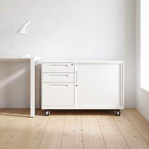 Moderno Gabinete de Almacenamiento de Oficina Móvil de Acero con Puerta Enrollable, Base con 3 Cajones, Diseño Ecológico y Duradero - Product Image 3