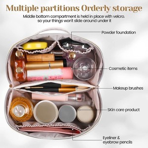 Bán buôn New Custom <span class=keywords><strong>PU</strong></span> da trang điểm Túi <span class=keywords><strong>pouch</strong></span> make up Bag với khoang chăm sóc da mỹ phẩm du lịch vệ sinh túi không thấm nước - Product Image 4