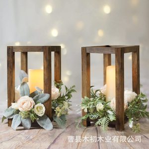 Candelabros de madera estilo rústico, portavelas vintage de madera maciza para regalo de boda, y soportes de linterna de madera rústica para bodas. - Product Image 3