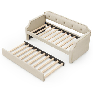 Chất Lượng Cao Gỗ Slat Hỗ Trợ Bọc Khung Nhung Bunk Sofa Giường Bọc Ghế Sofa Trundle Giường Đôi Với Trundle - Product Image 5