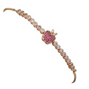 Gold Plated Fruit Motif Stainless Steel <b>Chain</b> Bracelet Cubic Zirconia Stone High Quality Adjustable Trendy Women's Party Design - Product Image 1