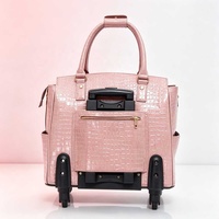 Valise à roulettes Yihe en cuir de crocodile pour femme avec compartiment pour ordinateur portable et roues