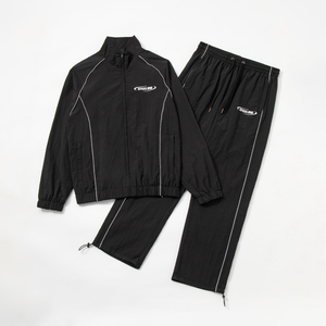 2 Pieces Vintage Outdoor Camping Zipper Nylon Unisex Windbreaker Jacket Set <strong>Tracksuit</strong> - Product Image 1