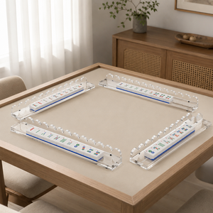 Support de rangement pour tuiles de mahjong en acrylique transparent, lot de 4, pliable et empilable, avec bords festonnés, accessoires de mahjong pour le jeu - Product Image 3