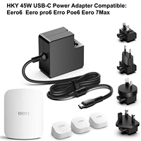 شاحن HKY بقوة 45 واط USB-C PD لجهاز توجيه EERO EERO6 POE6 WIFI 6 مع ضمان 5 سنوات ومعتمد من UL