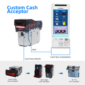 Tùy chỉnh tiền mặt chấp nhận 23.6 ''Wall Mount kiosk điện dung cong màn hình cảm ứng đầu đọc thẻ Máy in hóa đơn tự dịch vụ kiosk sảnh - Product Image 2