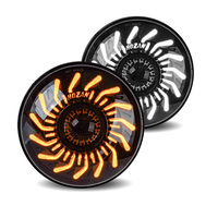 Pour les modèles Wrangler JK/JKU/TJ/LJ de 1996 à 2017, phares avant ronds de 7 pouces en forme de pétale, blancs avec feux de jour (DRL) et clignotants ambrés, paires d'unités