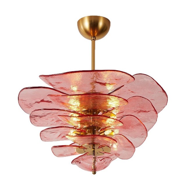 Modern Hand-blown Glass Chandelier with LED Light Indoor Decorative Hanging Lamp for Living Room Bedroom